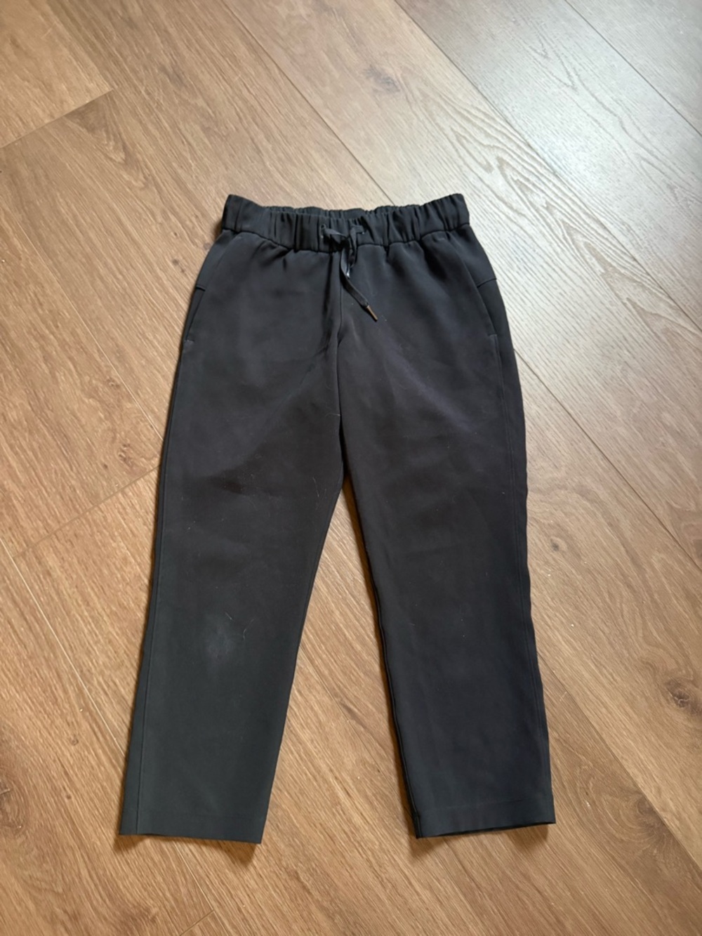 Athleta Black Cropped Drawstring Tapered Pants